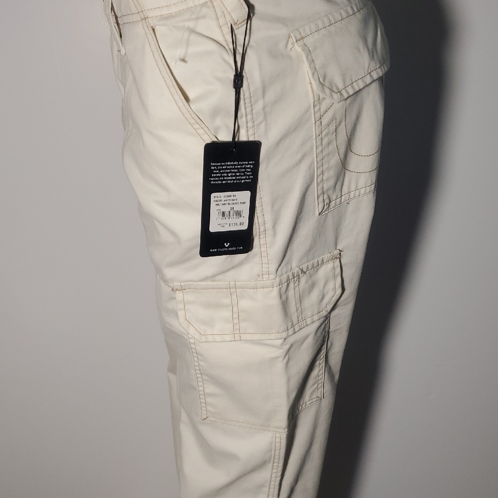 New Womens True Religion Military Cargo Pants Size 29 Cream - Picture 4 of 14